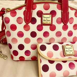 NWOT Dooney & Bourke Pink Dot Ruby Top Handle Crossbody Bag / Continental Wallet